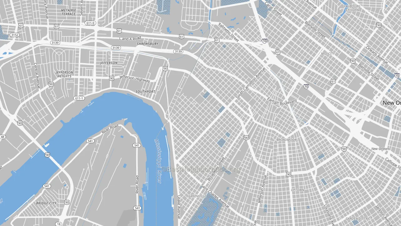 Transit Grade map of Leonidas, New Orleans, LA