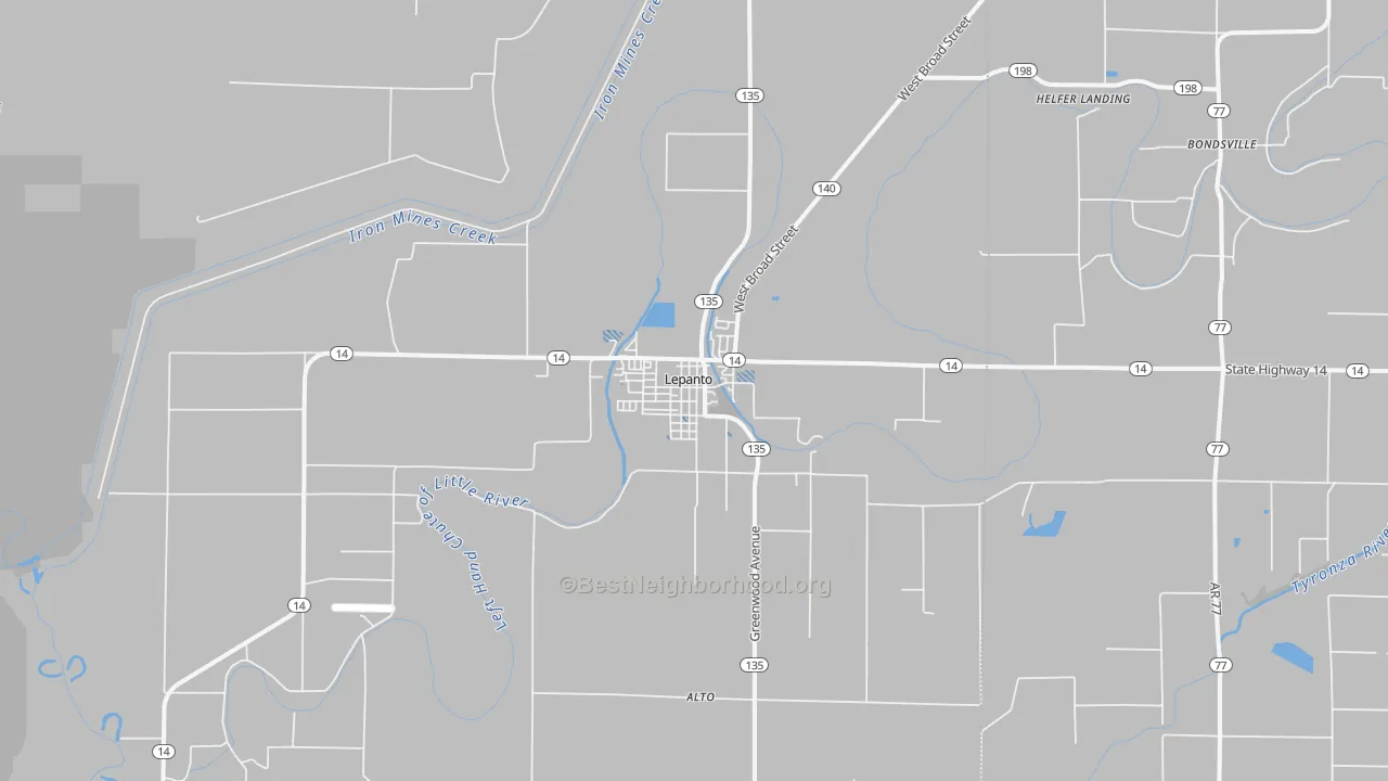 Transit Grade map of Lepanto, AR