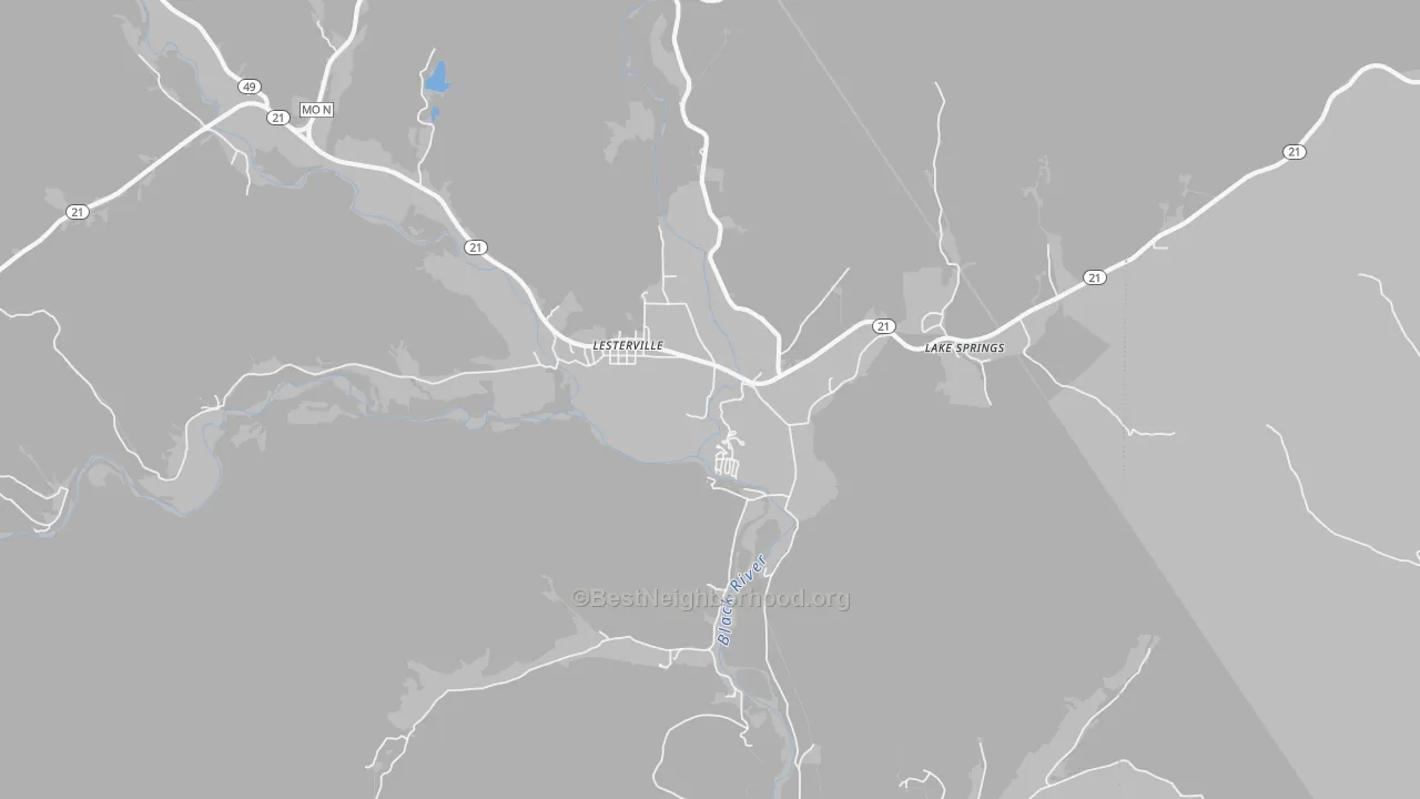 Transit Grade map of Lesterville, MO