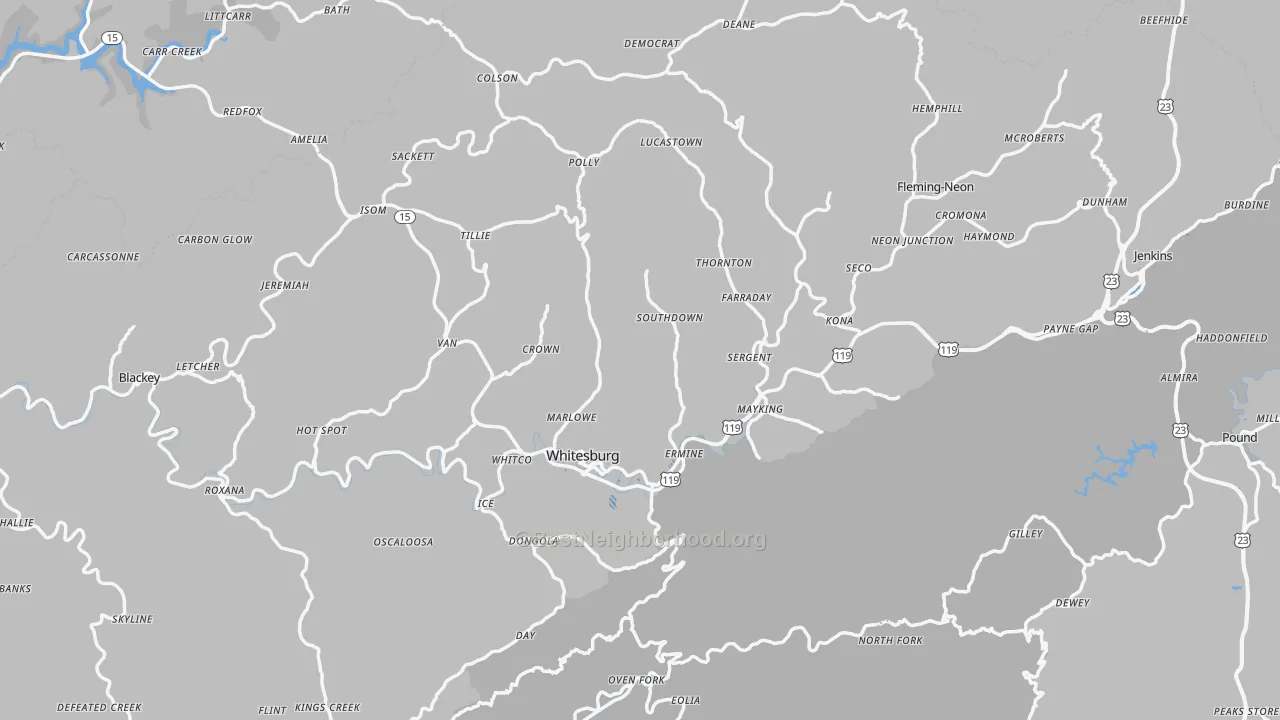 Transit Grade map of Letcher County, KY