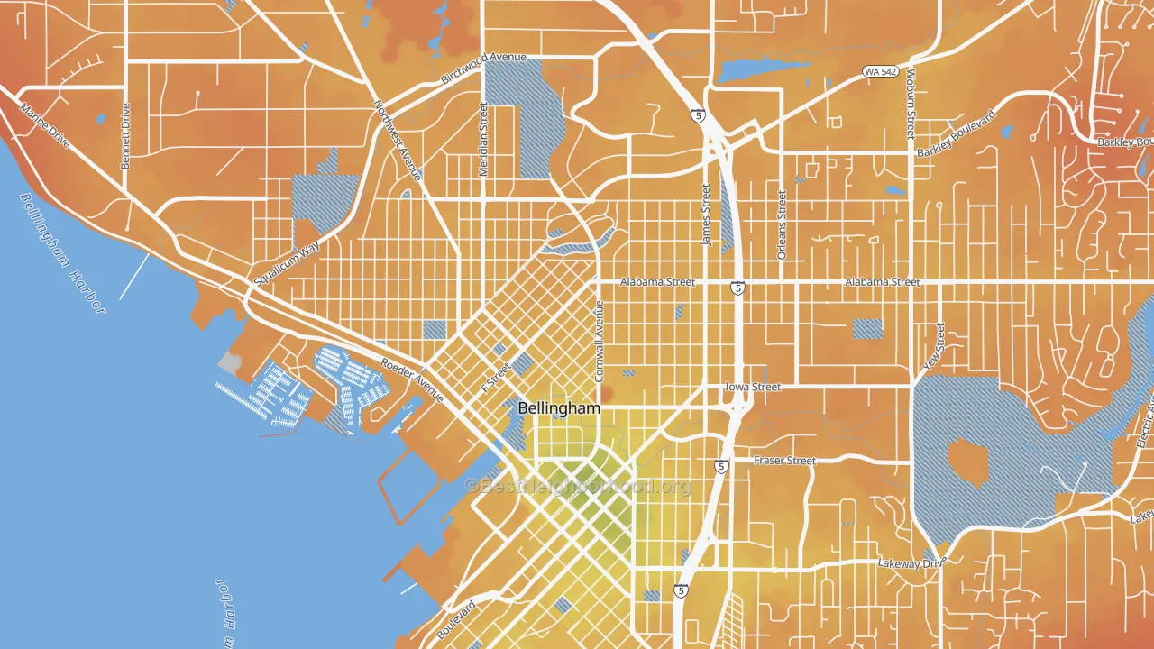 Transit Grade map of Lettered Streets, Bellingham, WA