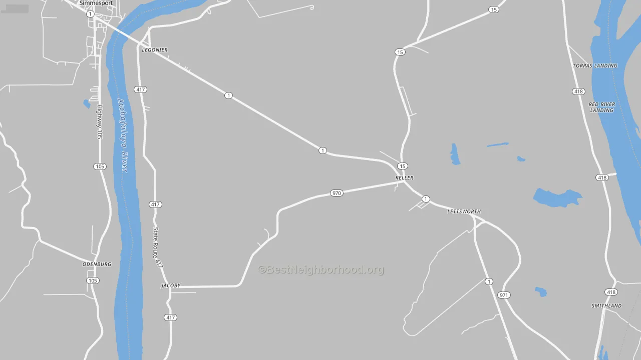 Transit Grade map of Lettsworth, LA