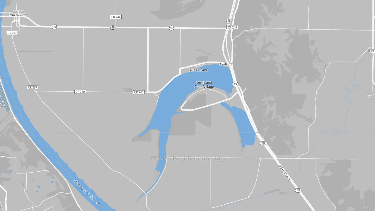 Transit Grade map of Lewis and Clark Village, MO