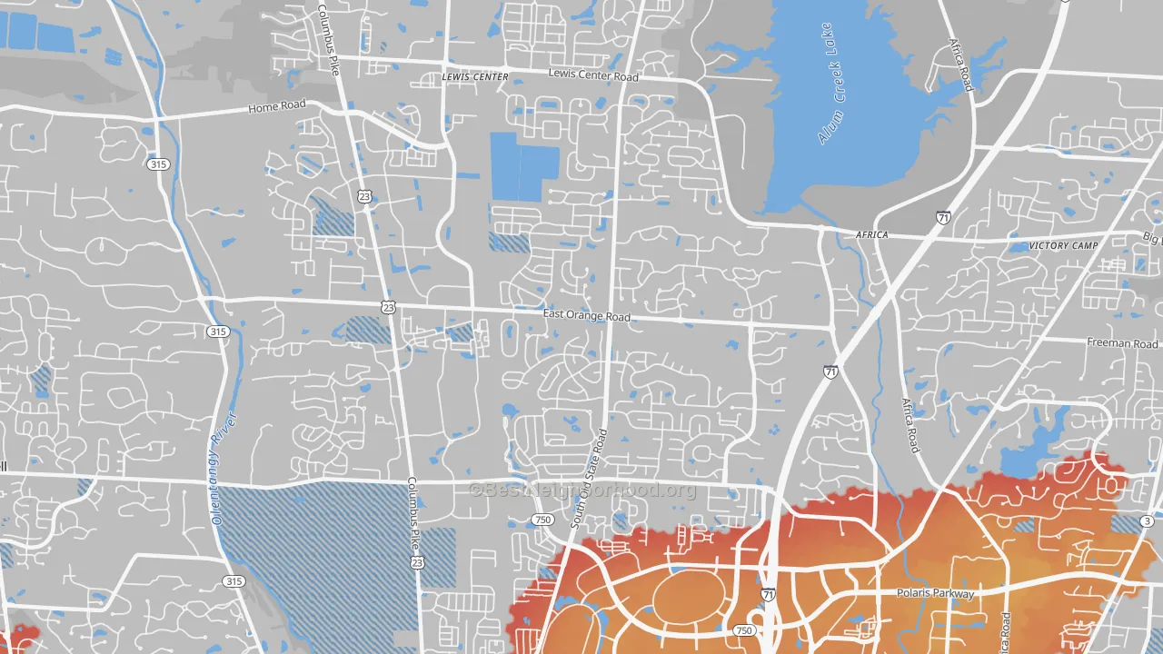 Transit Grade map of Lewis Center, OH