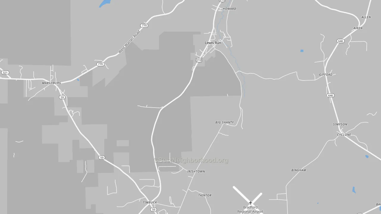 Transit Grade map of Lewis Run, PA