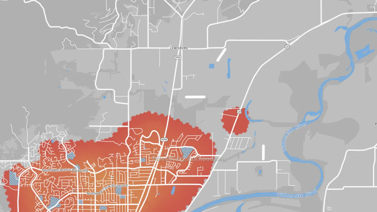 Transit Grade map of Lewisburg, OR