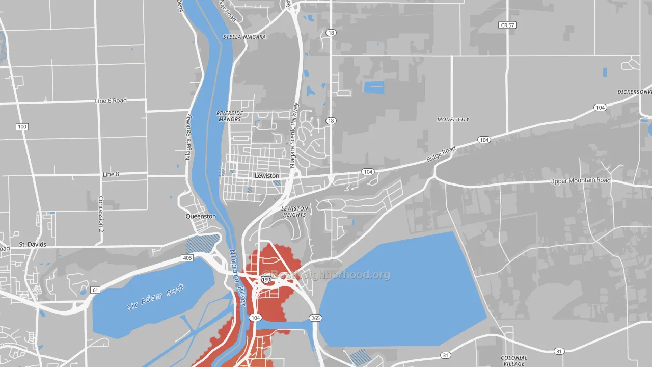Transit Grade map of Lewiston, NY