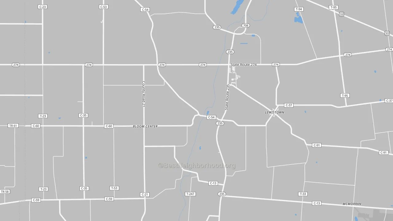 Transit Grade map of Lewistown, OH