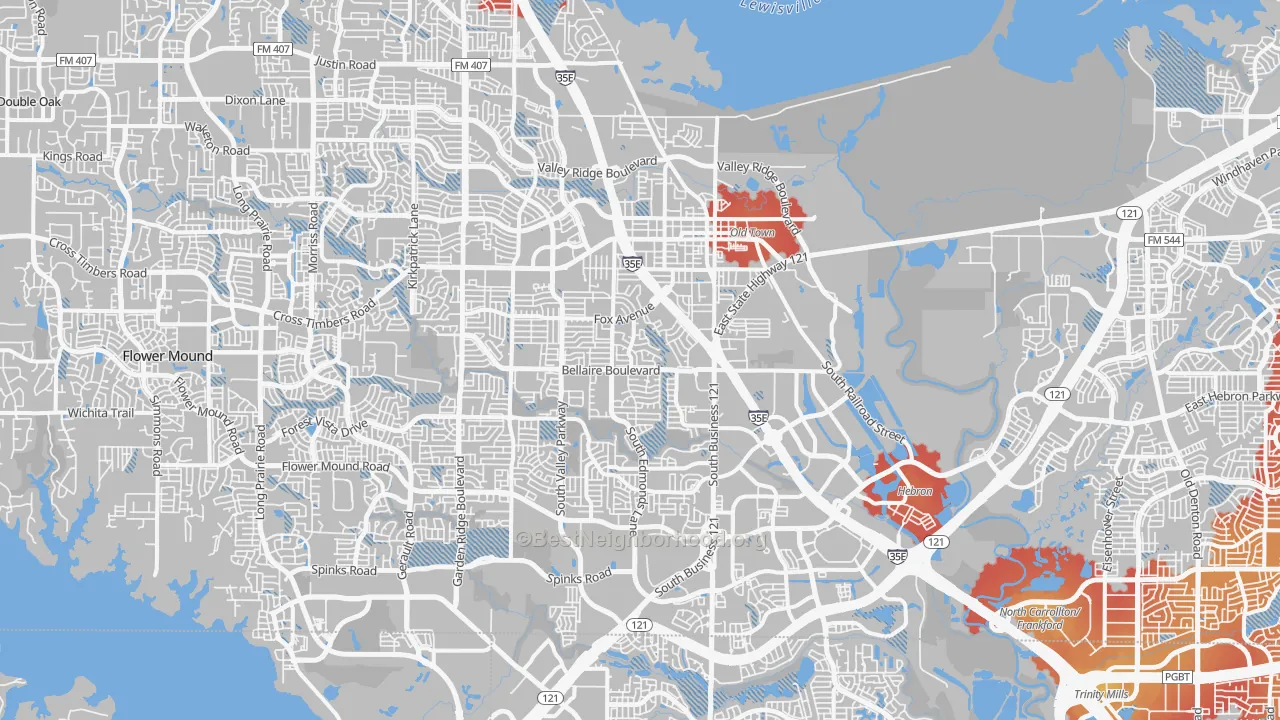 Transit Grade map of Lewisville, TX