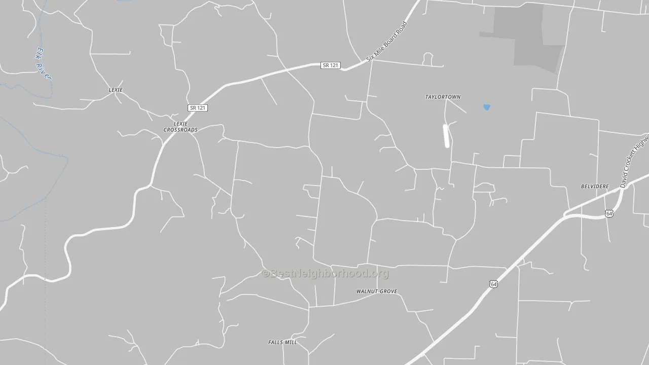 Transit Grade map of Lexie Crossroads, TN