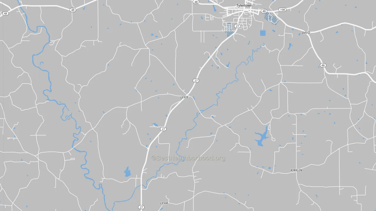 Transit Grade map of Lexie, MS