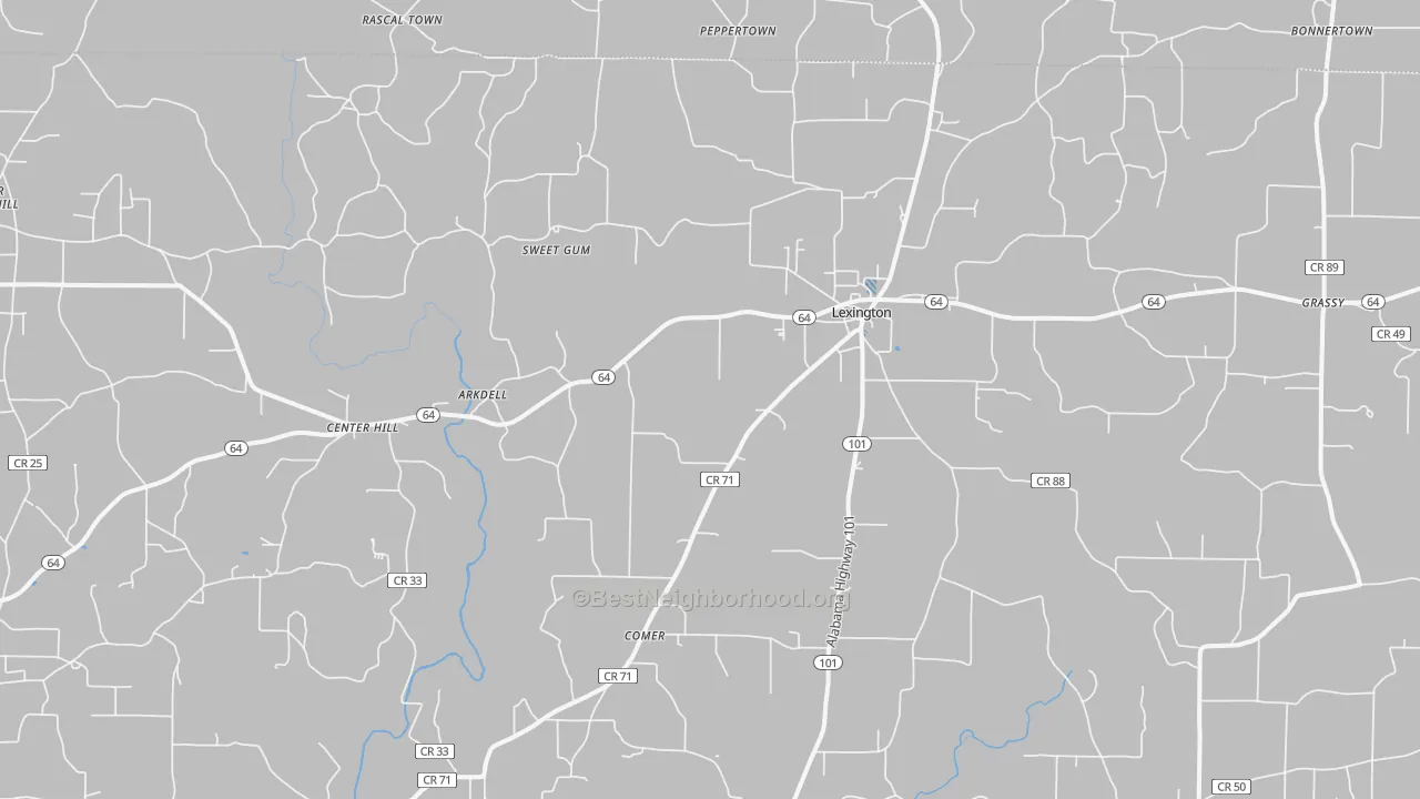 Transit Grade map of Lexington, AL