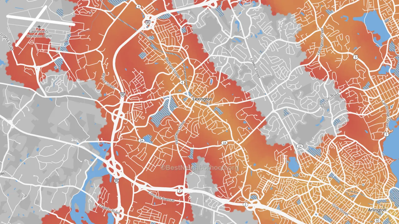 Transit Grade map of Lexington, MA