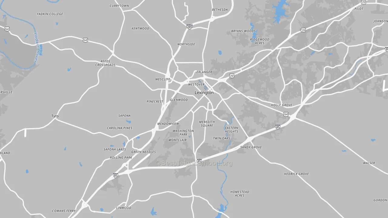 Transit Grade map of Lexington, NC