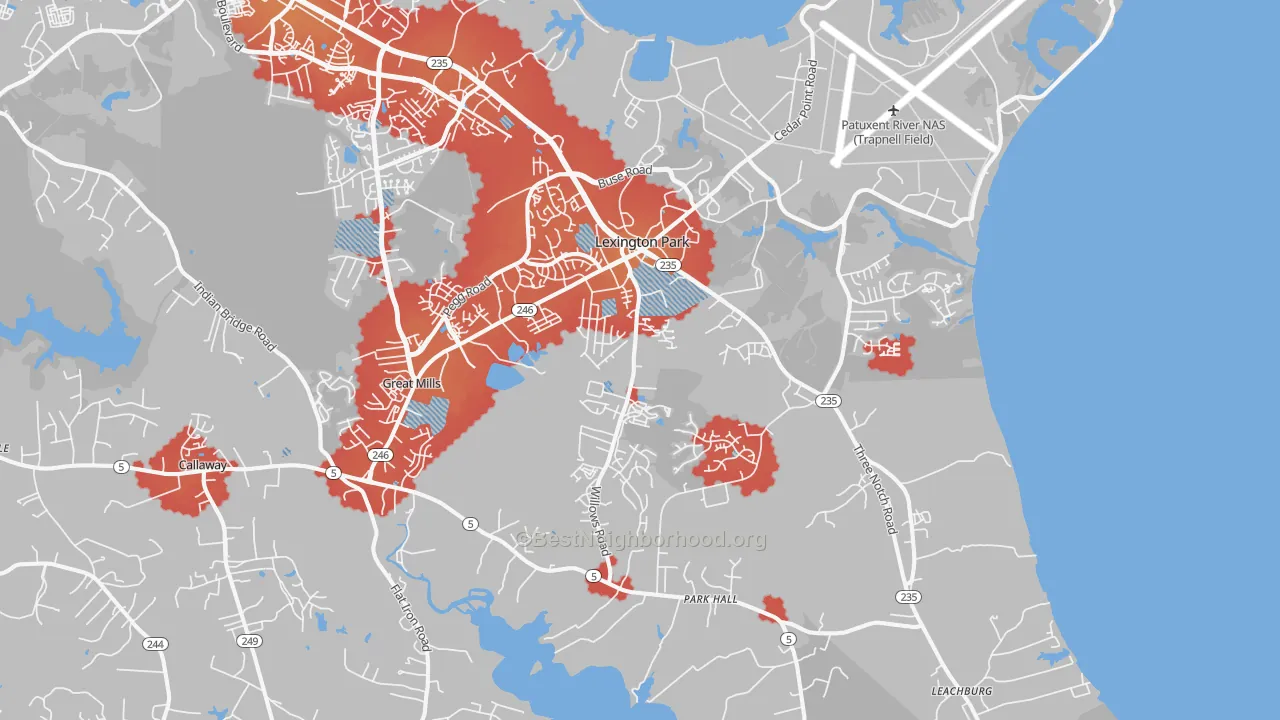 Transit Grade map of Lexington Park, MD