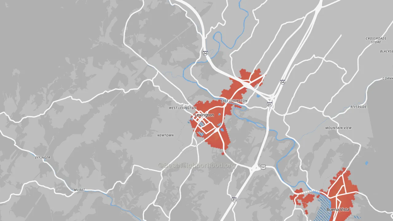 Transit Grade map of Lexington, VA