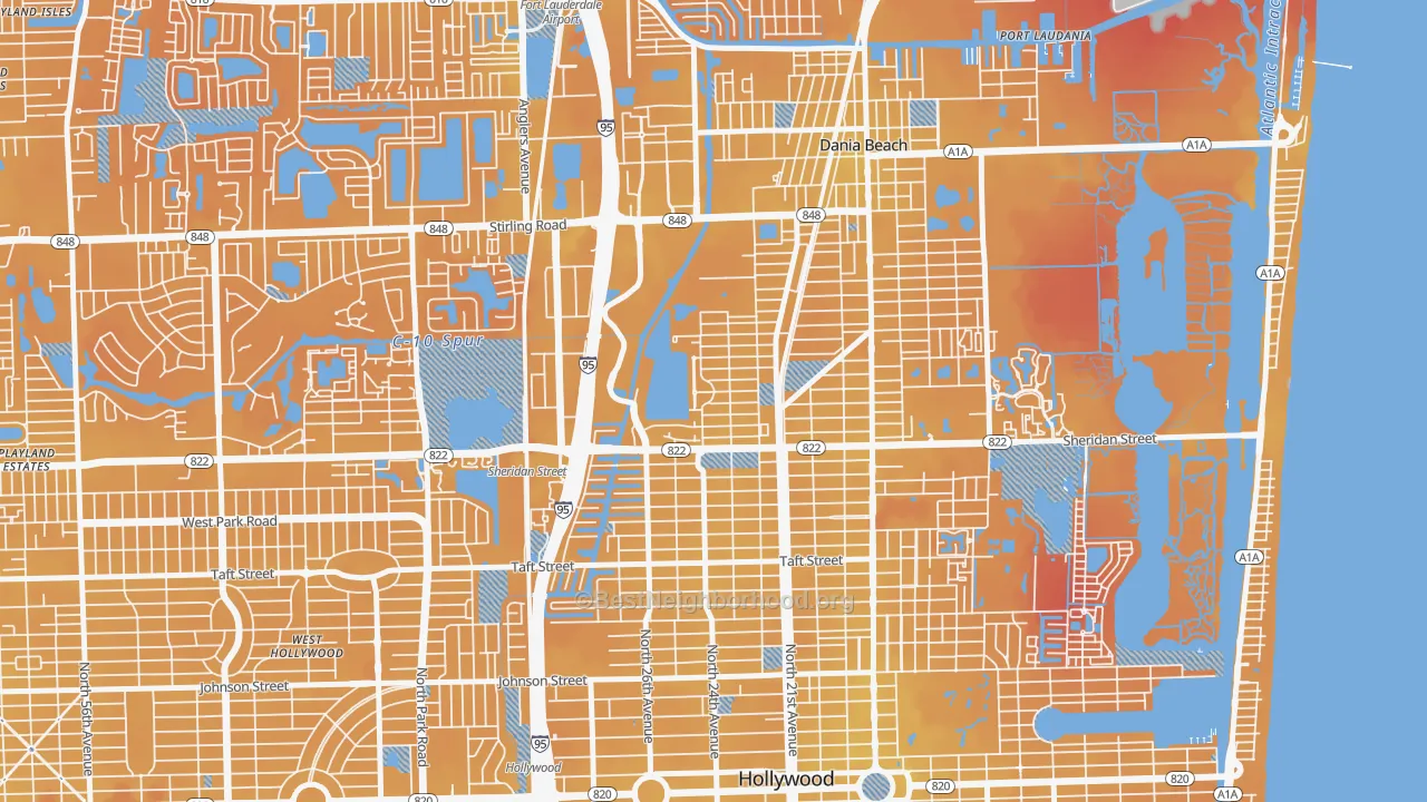 Transit Grade map of Liberia, Hollywood, FL