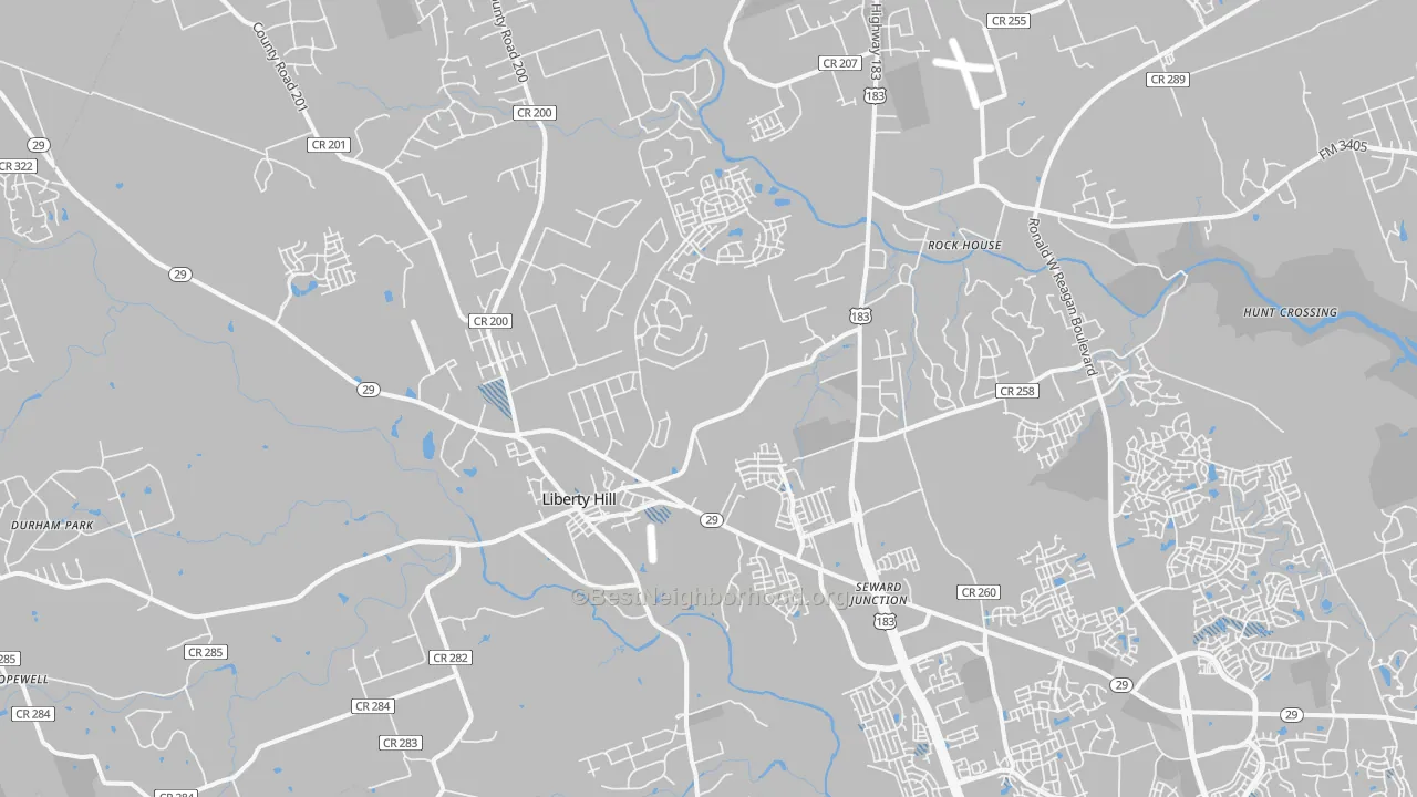 Transit Grade map of Liberty Hill, TX