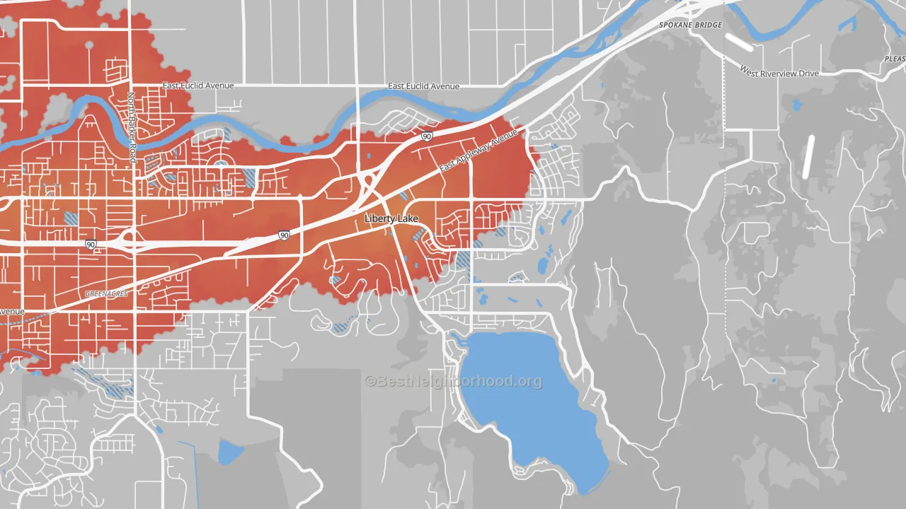 Transit Grade map of Liberty Lake, WA