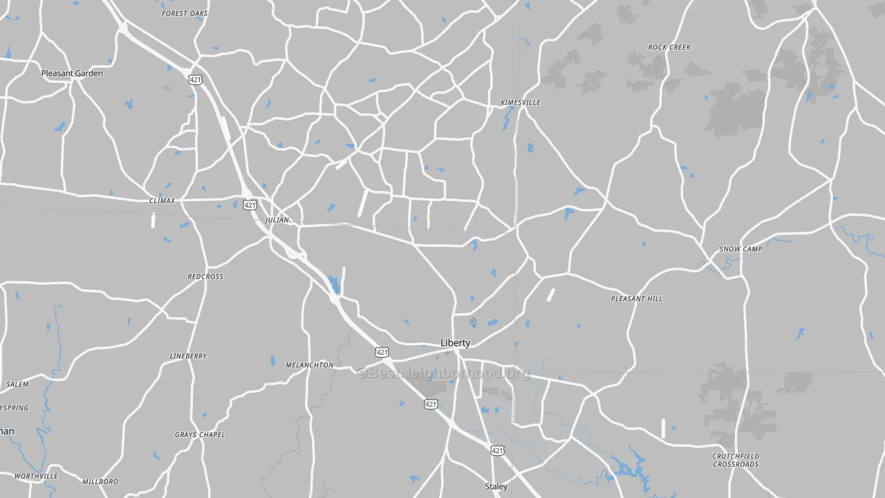 Transit Grade map of Liberty, NC