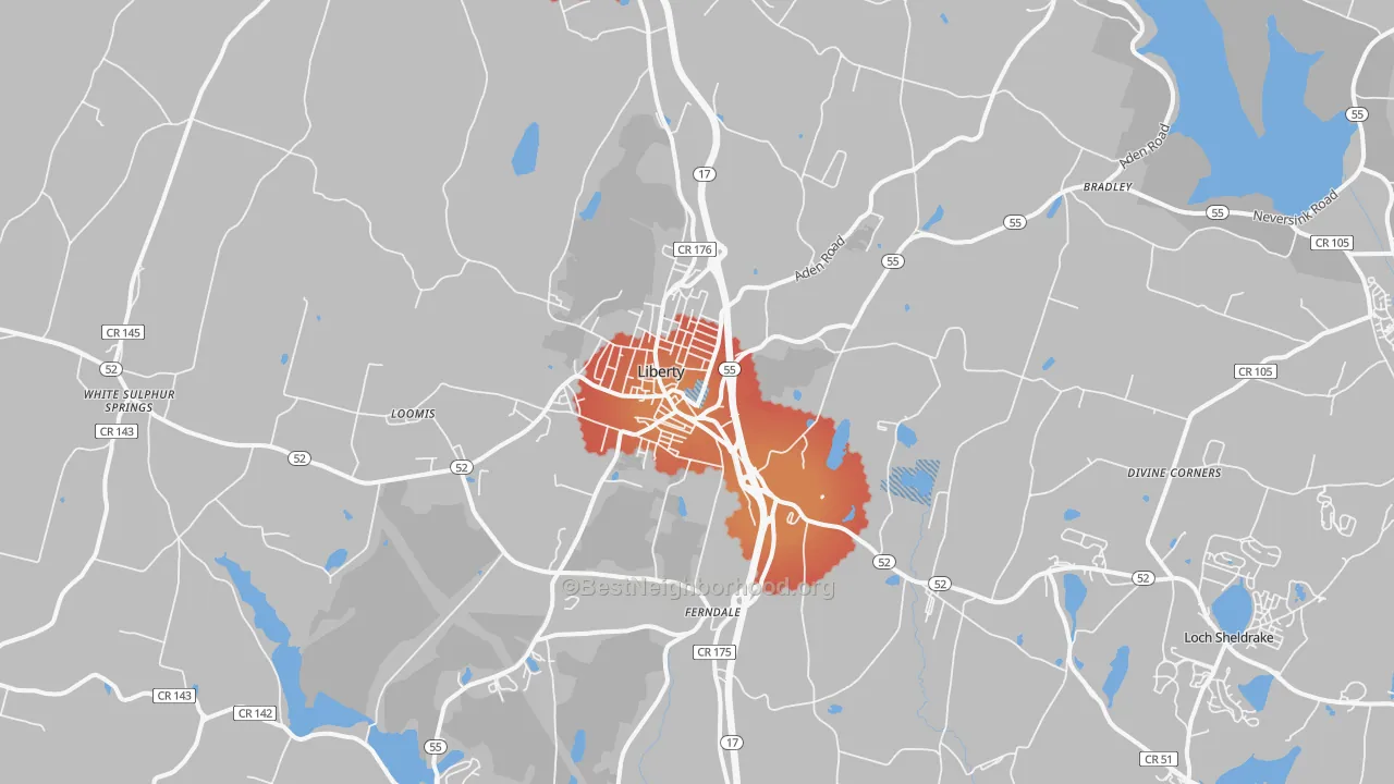 Transit Grade map of Liberty, NY