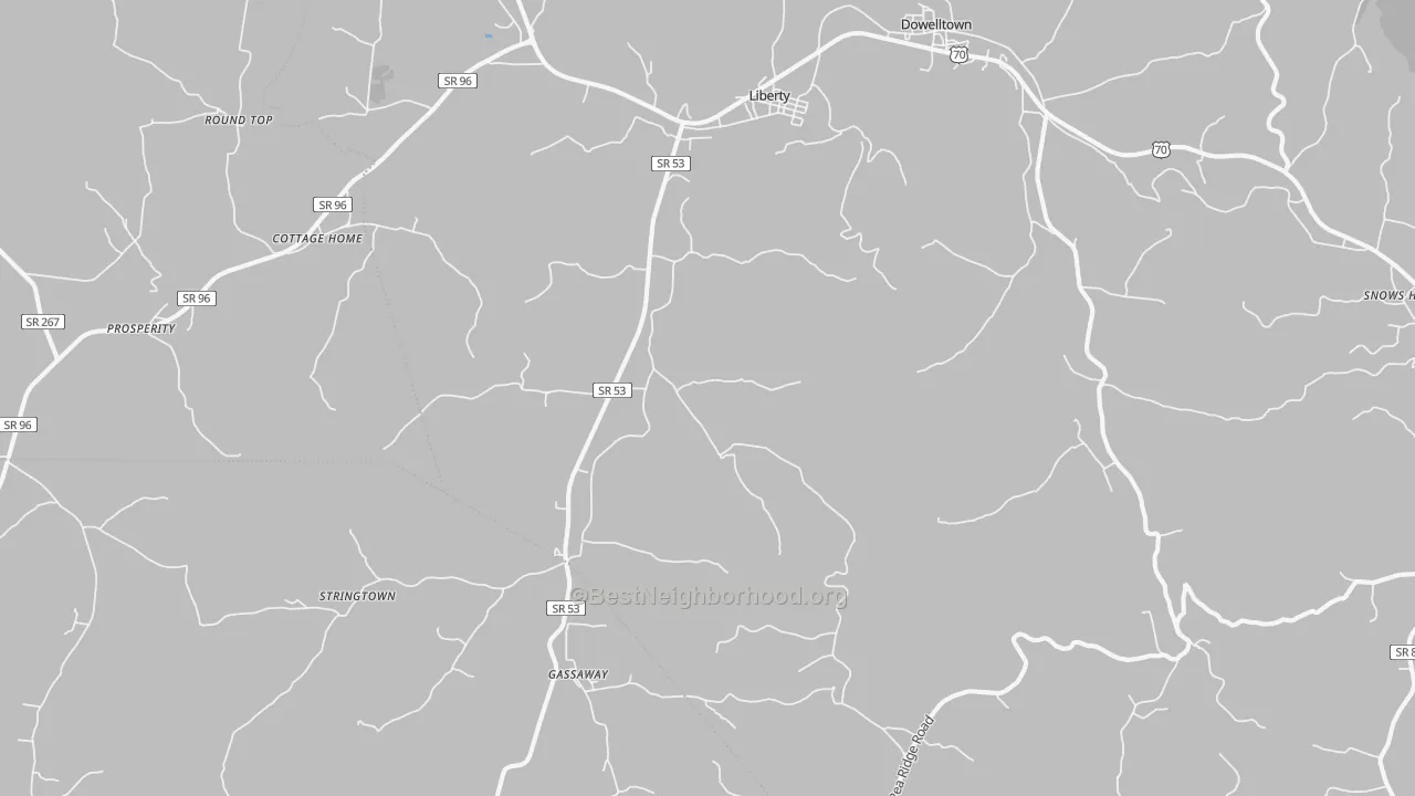 Transit Grade map of Liberty, TN