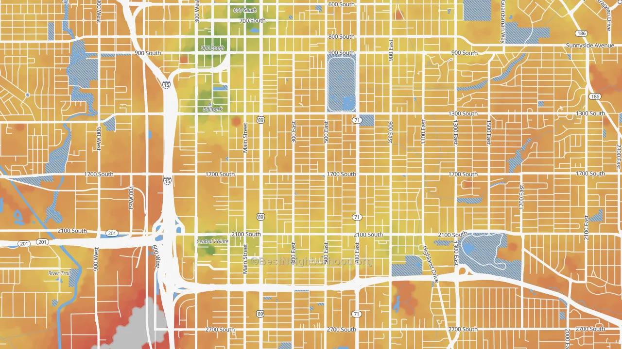 Transit Grade map of Liberty Wells, Salt Lake City, UT