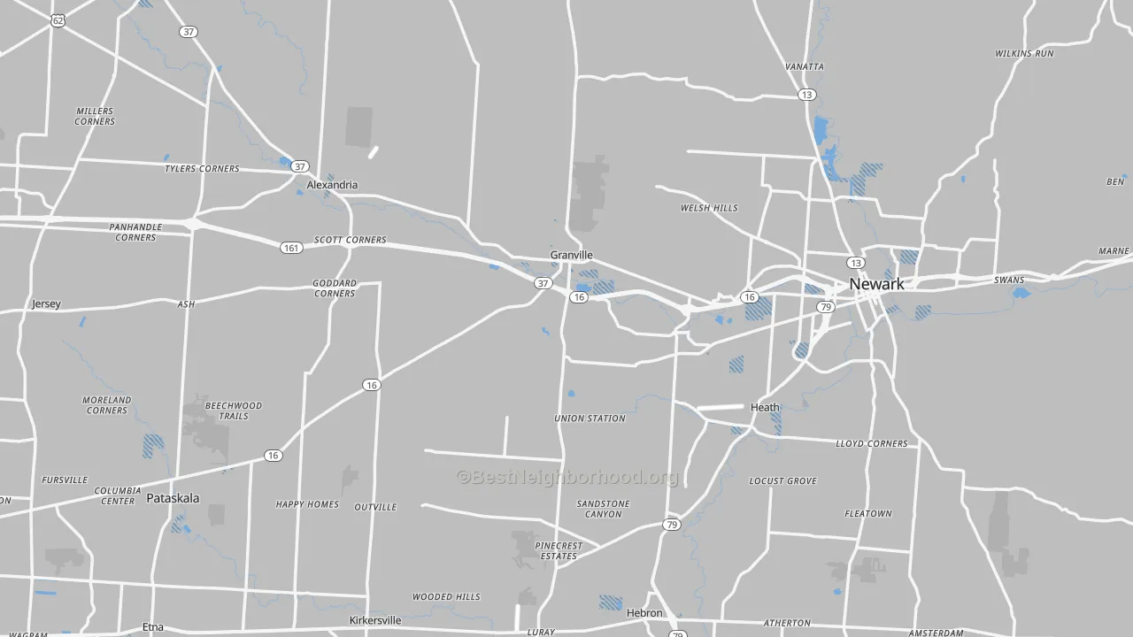 Transit Grade map of Licking County, OH