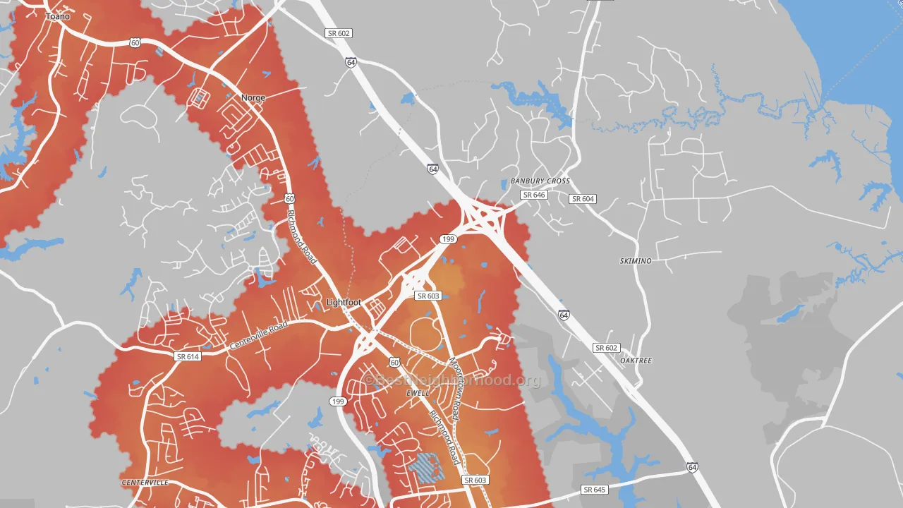 Transit Grade map of Lightfoot, VA