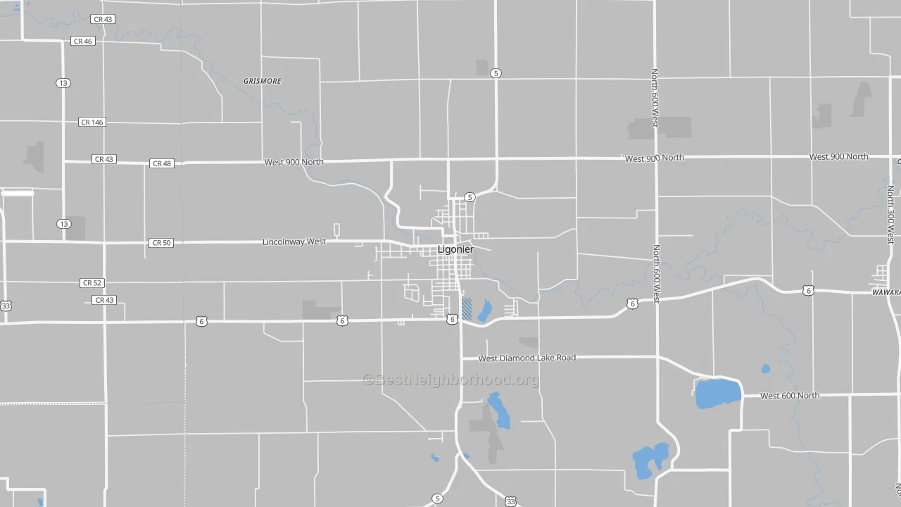 Transit Grade map of Ligonier, IN