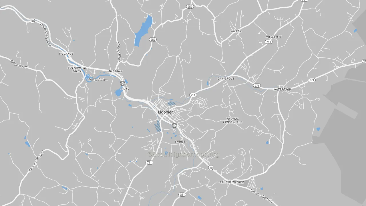 Transit Grade map of Ligonier, PA