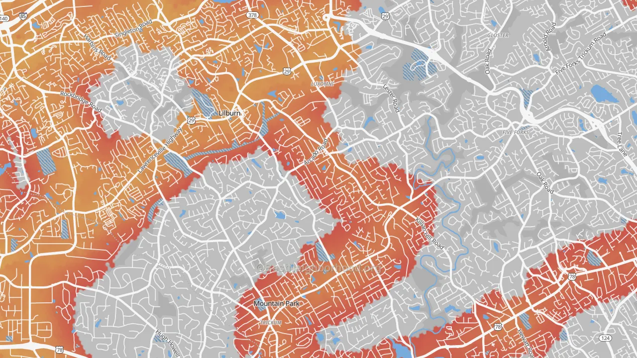 Transit Grade map of Lilburn, GA