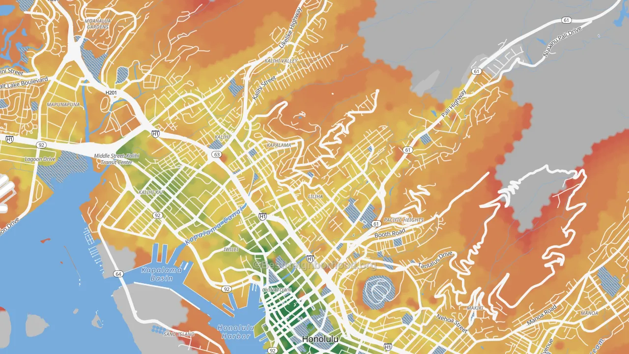 Transit Grade map of Liliha-Kapalama, Honolulu, HI