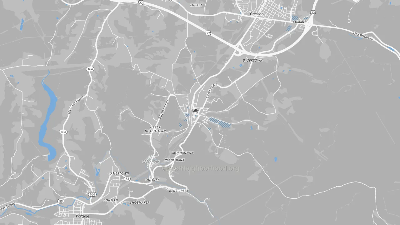 Transit Grade map of Lilly, PA