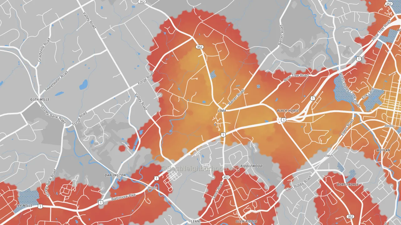 Transit Grade map of Lima, PA