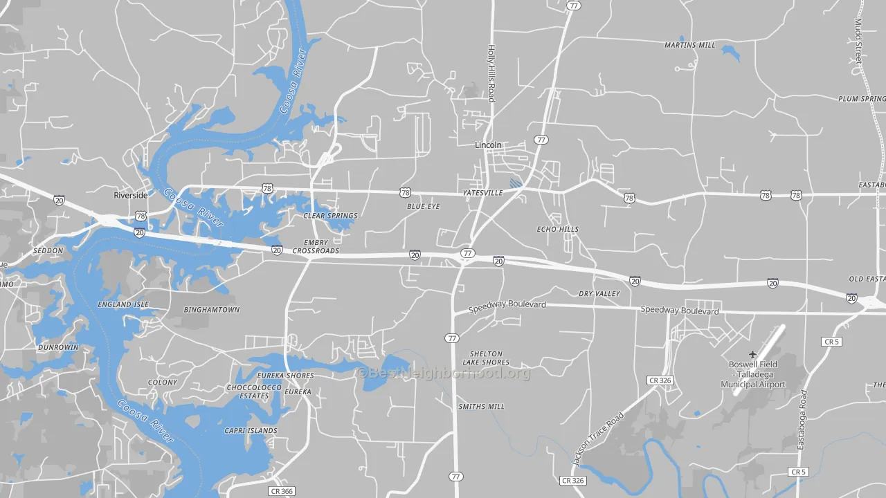 Transit Grade map of Lincoln, AL