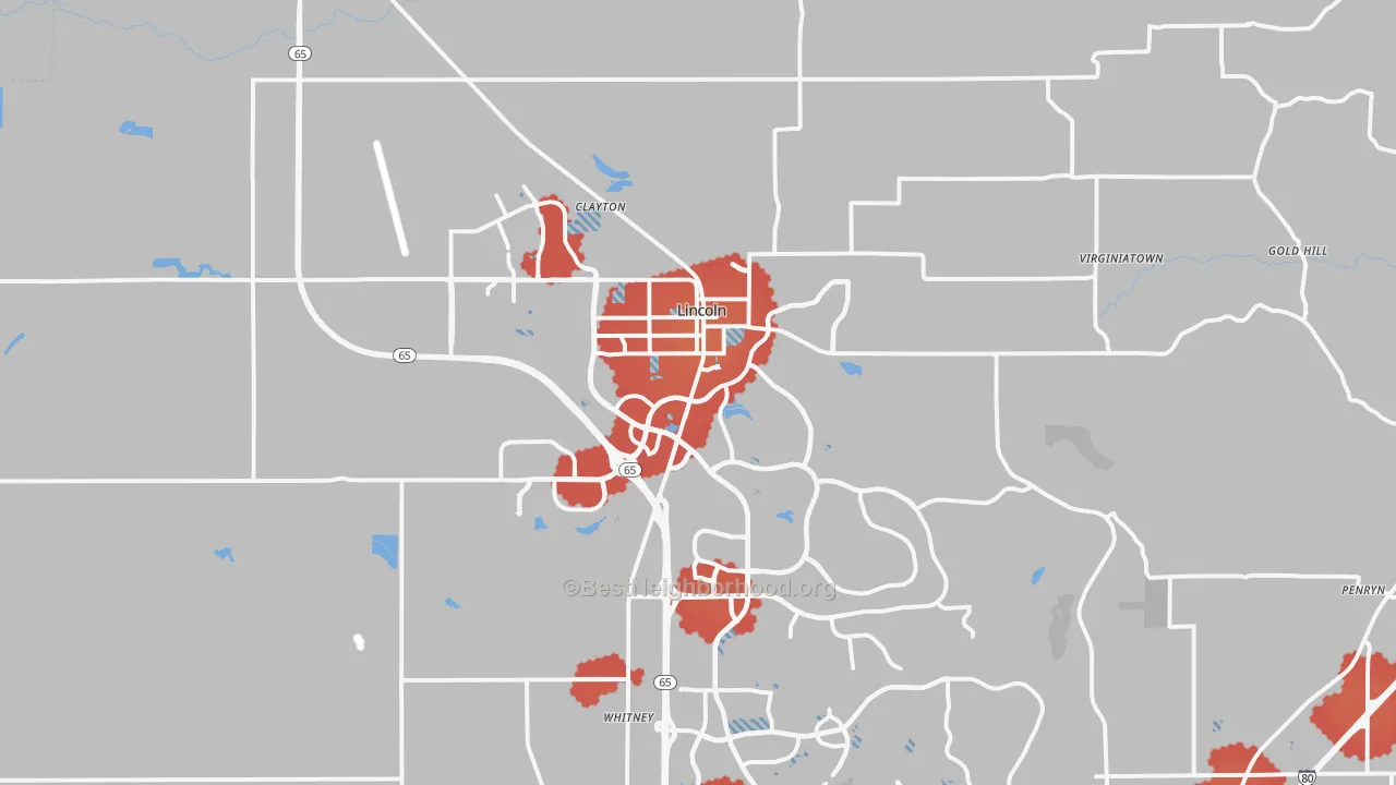 Transit Grade map of Lincoln, CA