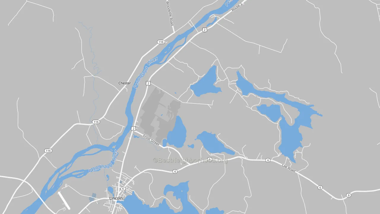 Transit Grade map of Lincoln Center, ME