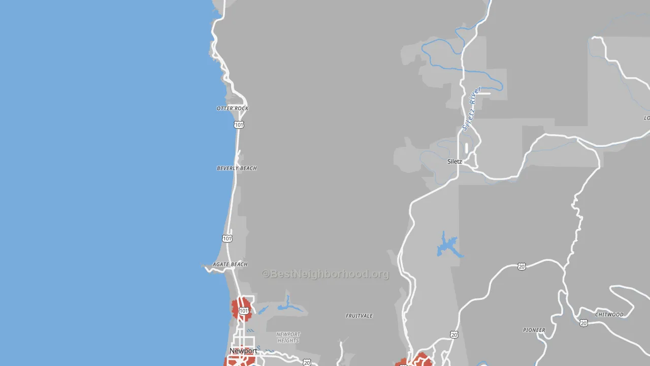 Transit Grade map of Lincoln County, OR