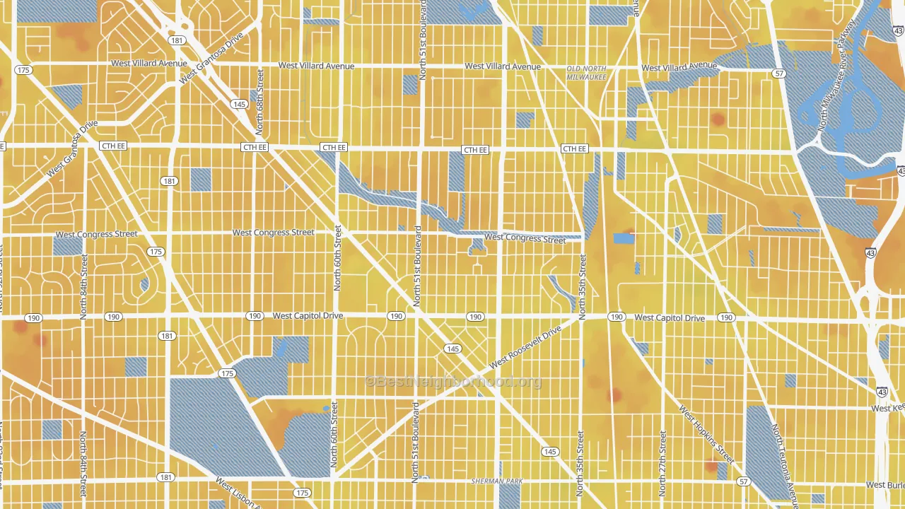 Transit Grade map of Lincoln Creek, Milwaukee, WI