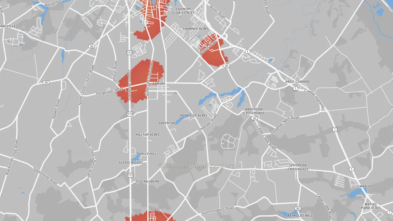 Transit Grade map of Lincoln, DE