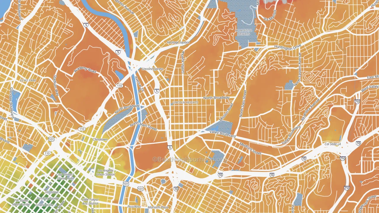 Transit Grade map of Lincoln Heights, Los Angeles, CA