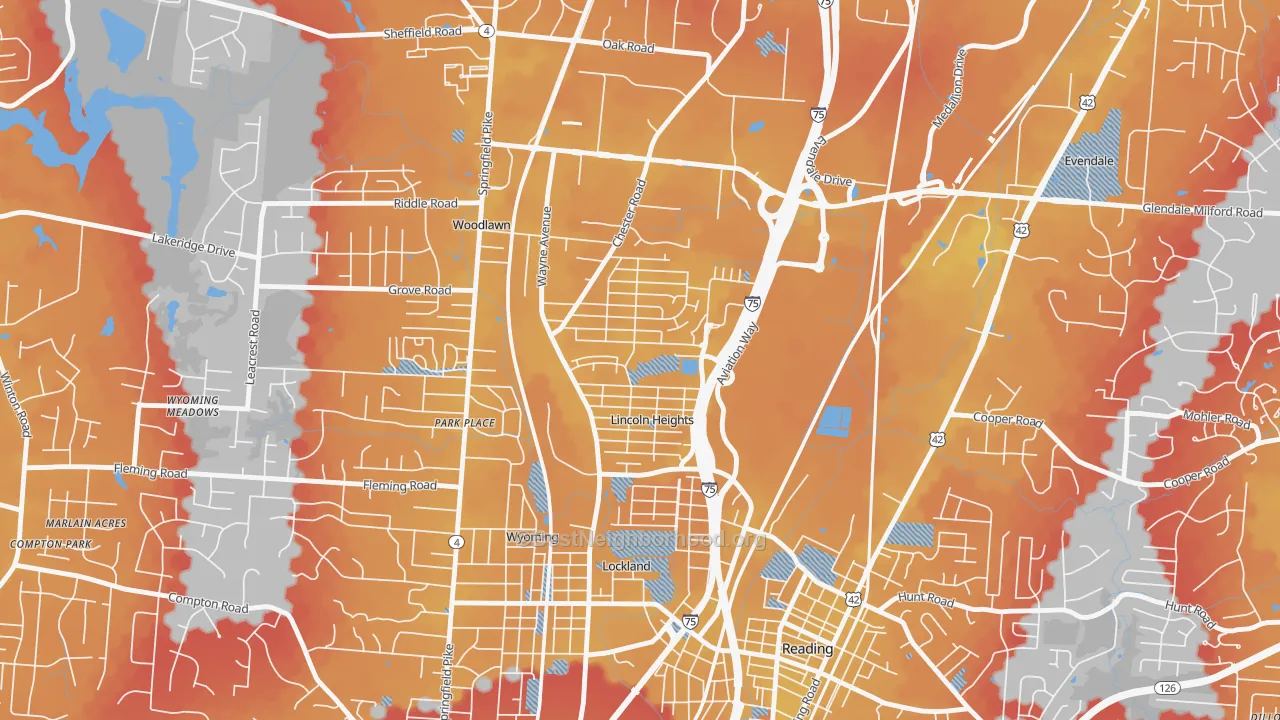Transit Grade map of Lincoln Heights, OH
