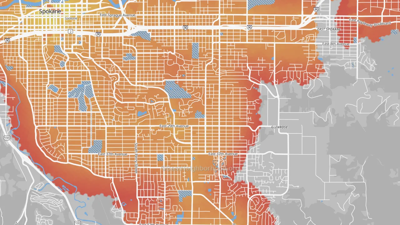 Transit Grade map of Lincoln Heights, Spokane, WA