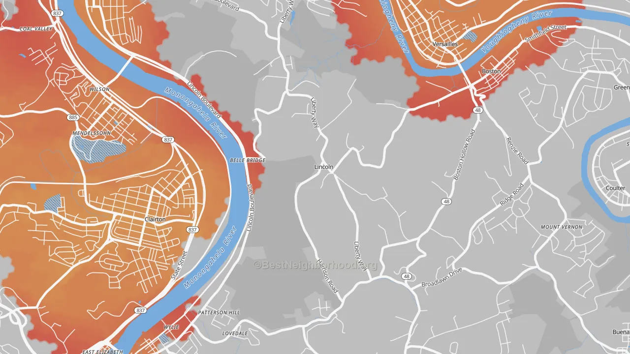 Transit Grade map of Lincoln, PA