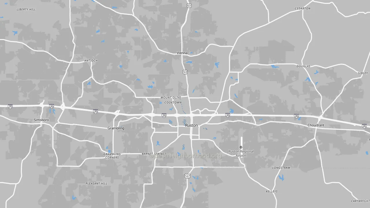 Transit Grade map of Lincoln Parish, LA