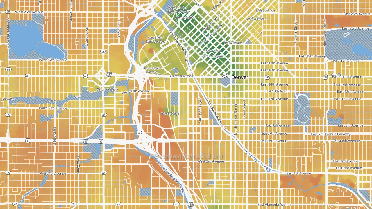 Transit Grade map of Lincoln Park, Denver, CO