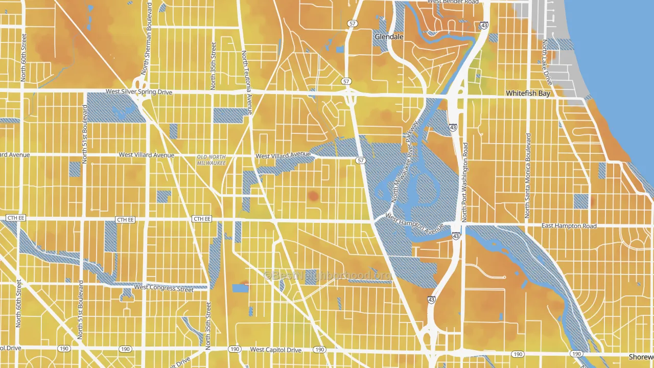 Transit Grade map of Lincoln Park, Milwaukee, WI