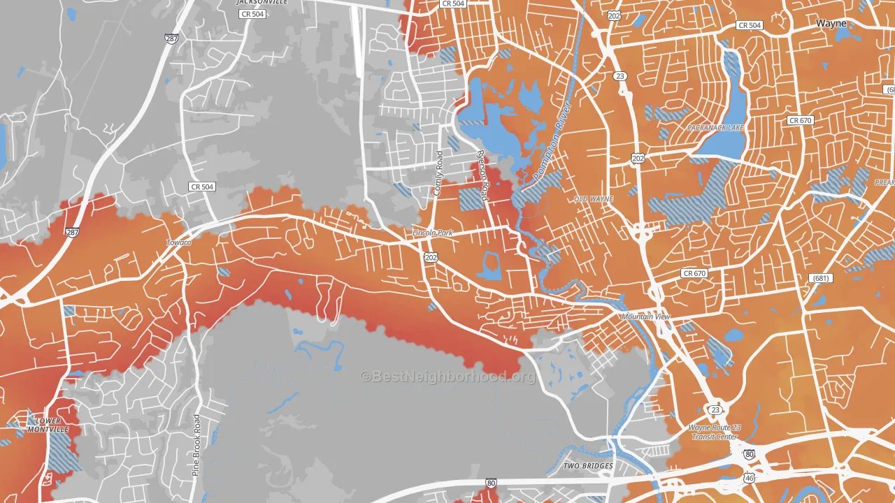 Transit Grade map of Lincoln Park, NJ