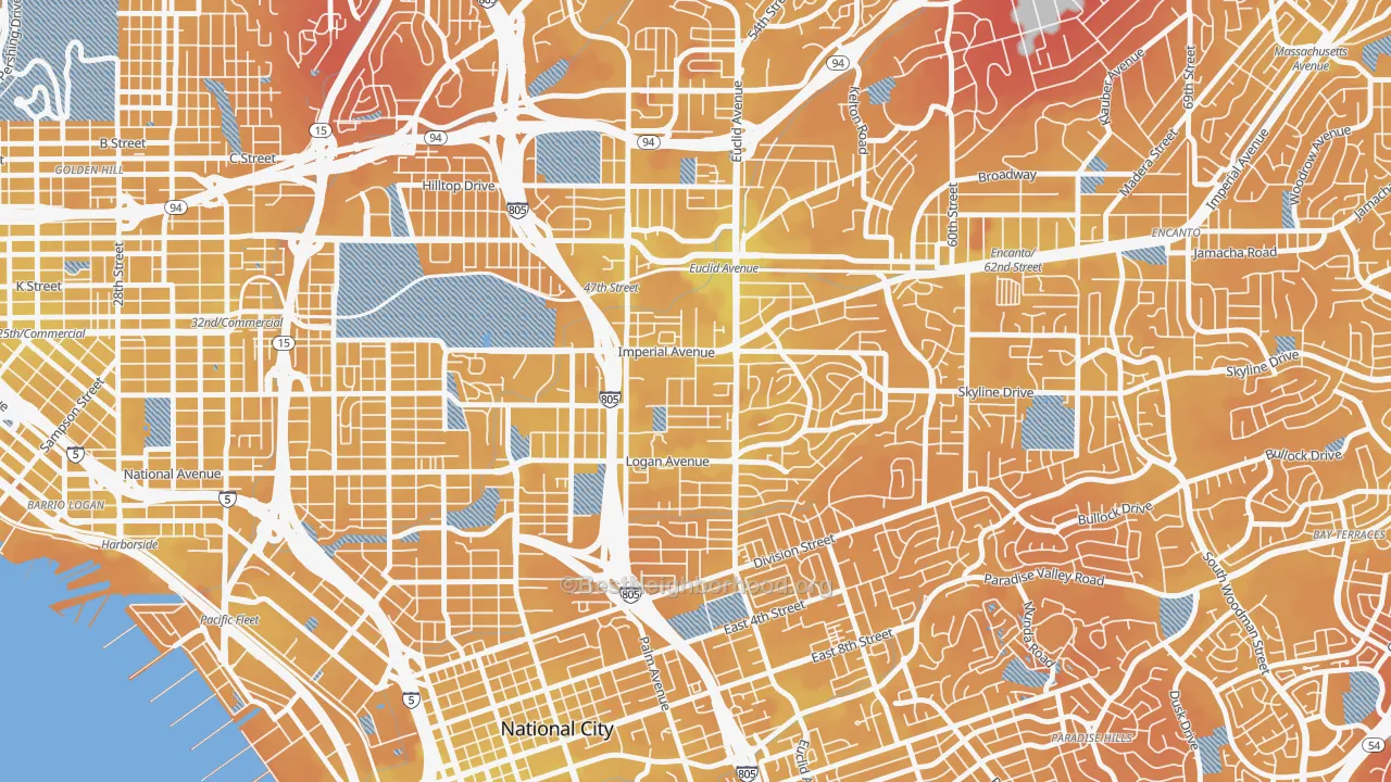 Transit Grade map of Lincoln Park, San Diego, CA